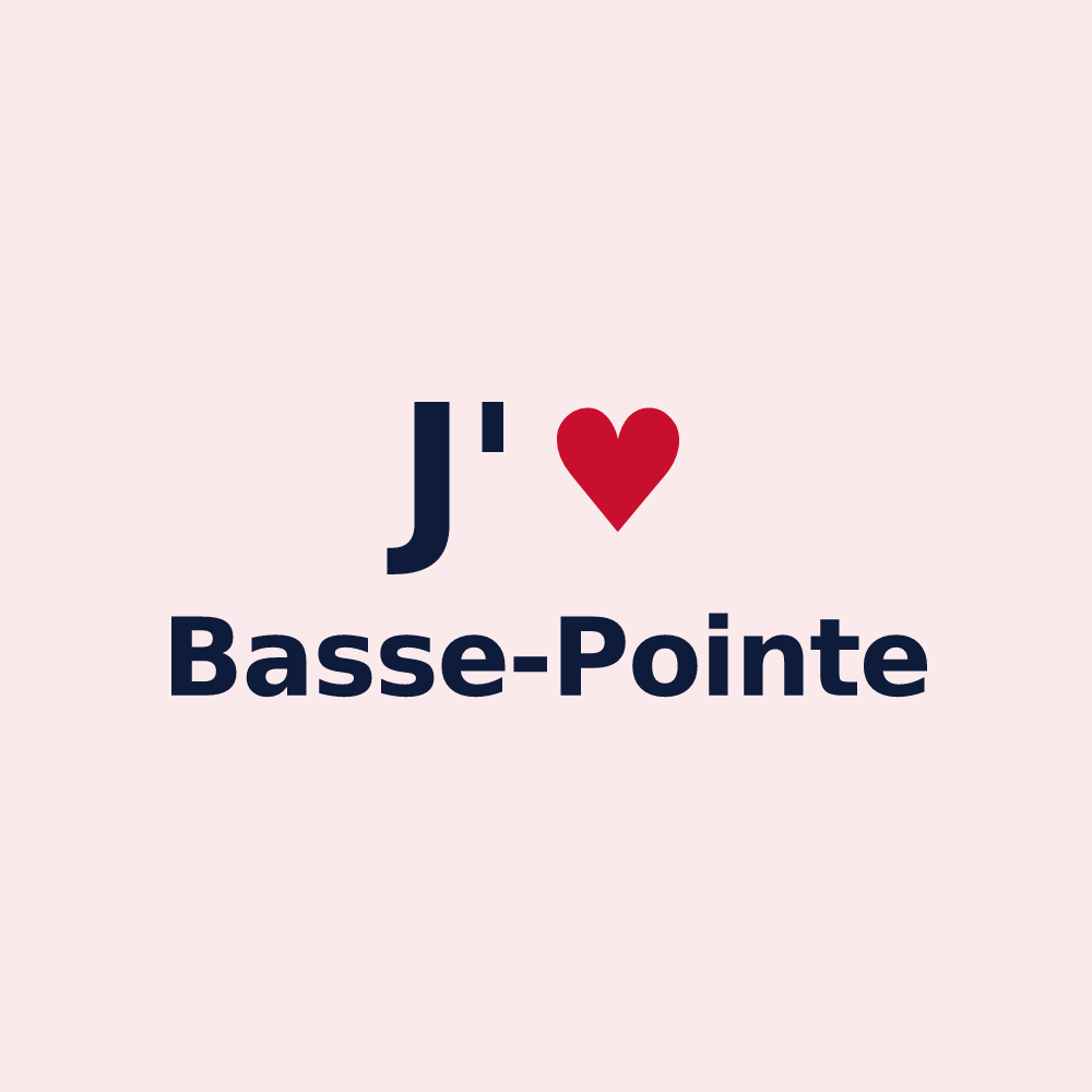 Magnet personnalisé Basse-Pointe — design « J'aime Basse-Pointe » imprimé sur le magnet