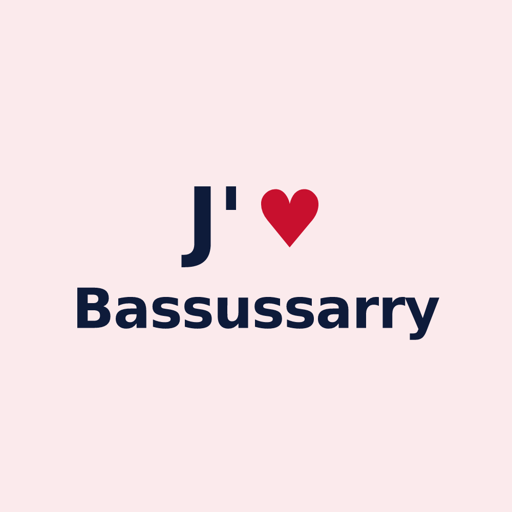 Magnet personnalisé Bassussarry — design « J'aime Bassussarry » imprimé sur le magnet