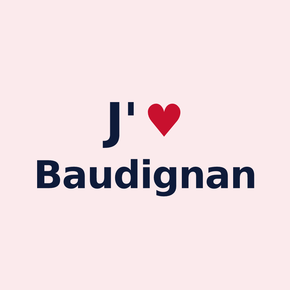 Magnet personnalisé Baudignan — design J'aime Baudignan