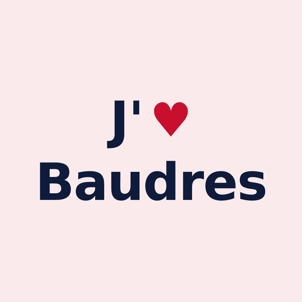 Magnet personnalisé Baudres — design J'aime Baudres