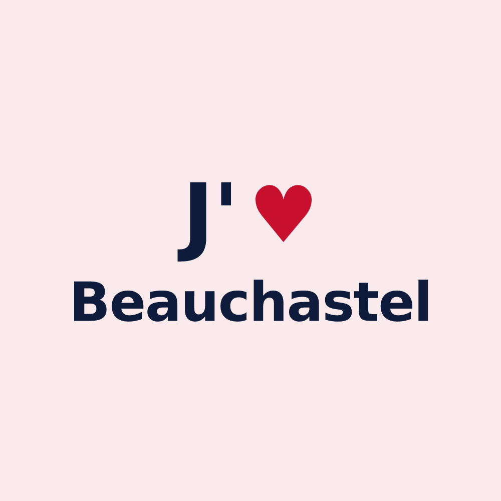 Magnet personnalisé Beauchastel — design « J'aime Beauchastel » imprimé sur le magnet