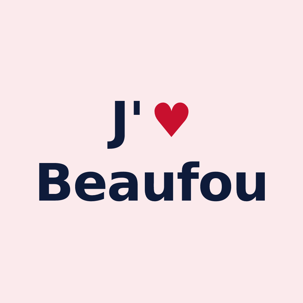 Magnet personnalisé Beaufou — design J'aime Beaufou