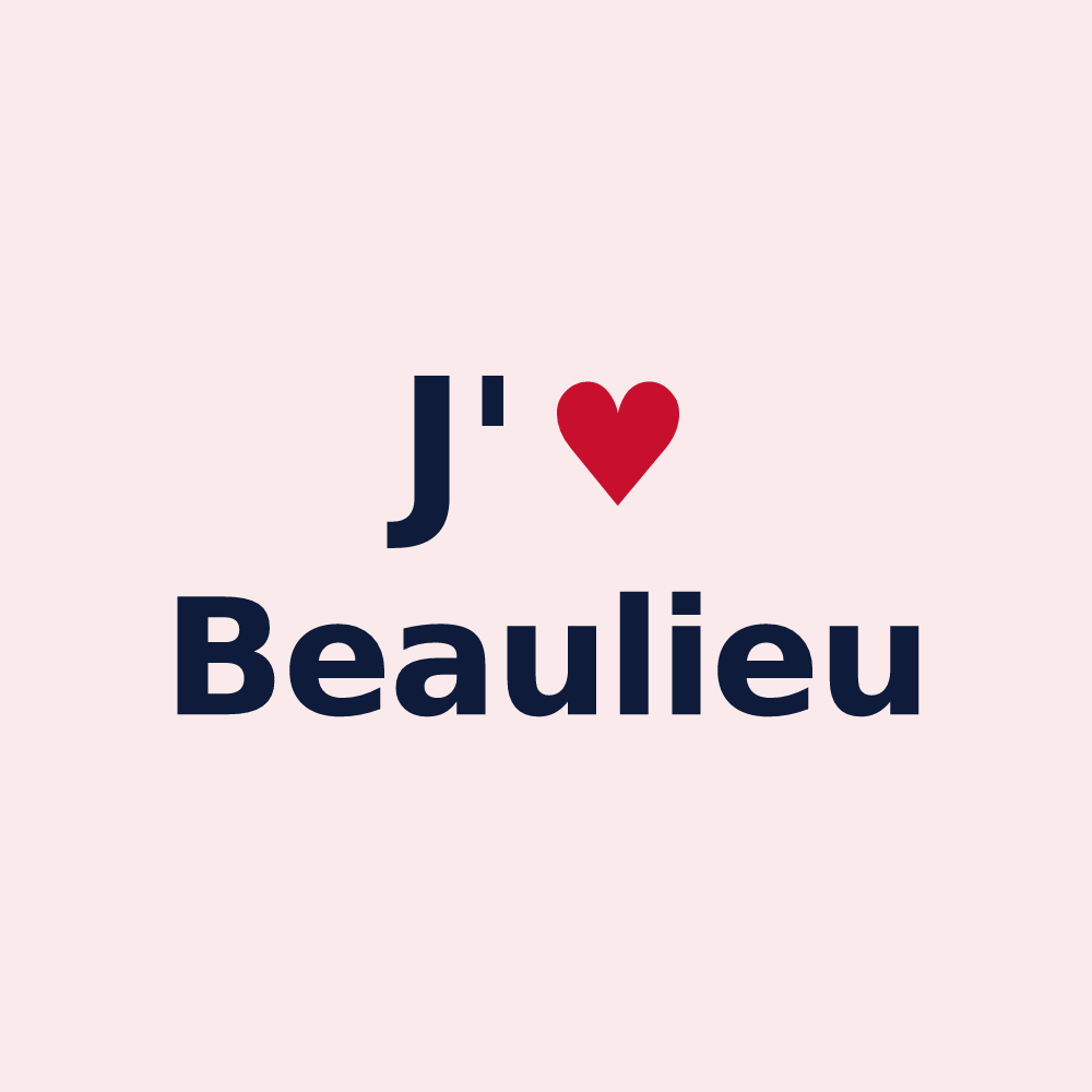 Magnet personnalisé Beaulieu — design « J'aime Beaulieu » imprimé sur le magnet