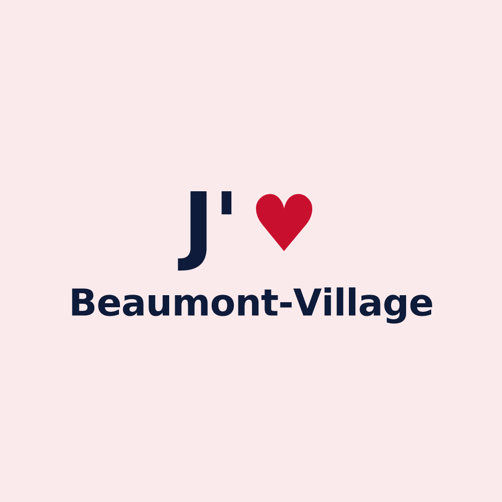 Magnet personnalisé Beaumont-Village — design « J'aime Beaumont-Village » imprimé sur le magnet