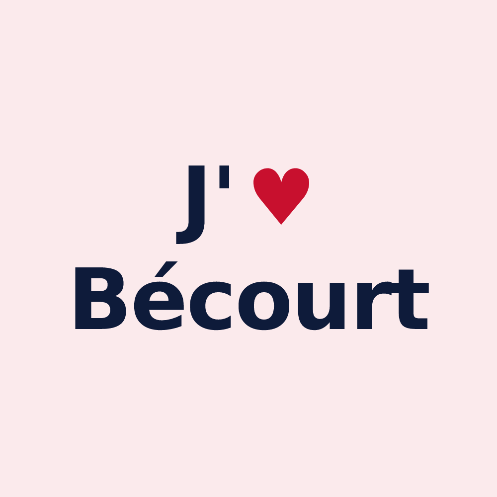 Magnet personnalisé Bécourt — design « J'aime Bécourt » imprimé sur le magnet