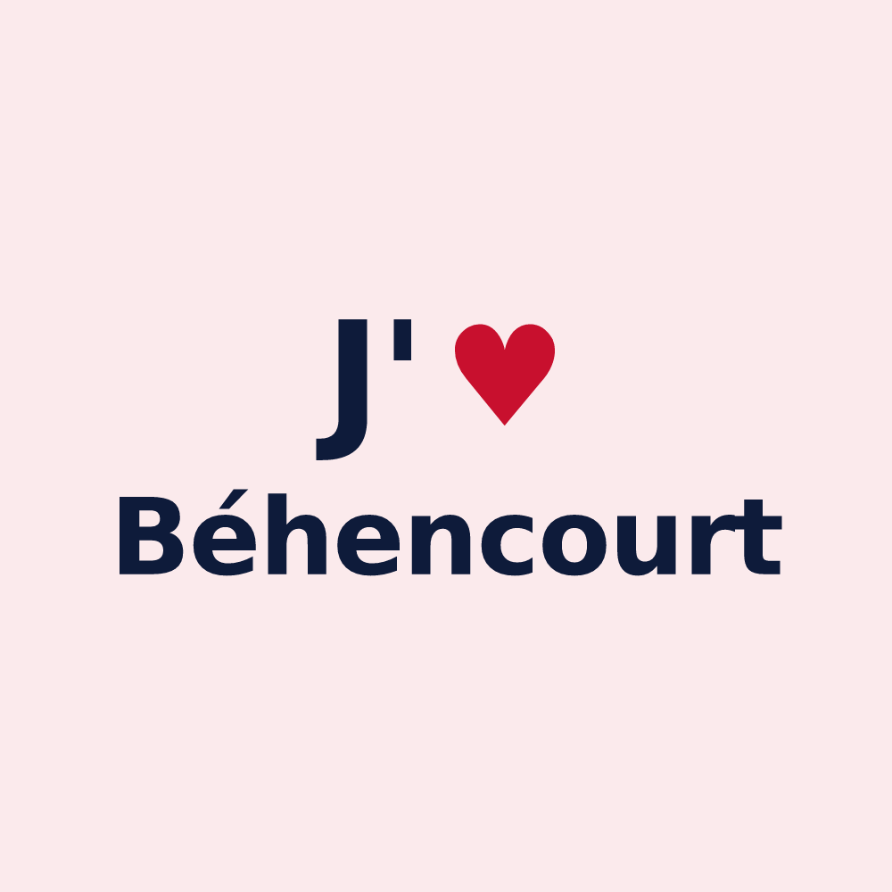 Magnet personnalisé Béhencourt — design « J'aime Béhencourt » imprimé sur le magnet