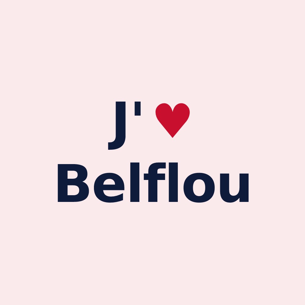 Magnet personnalisé Belflou — design « J'aime Belflou » imprimé sur le magnet