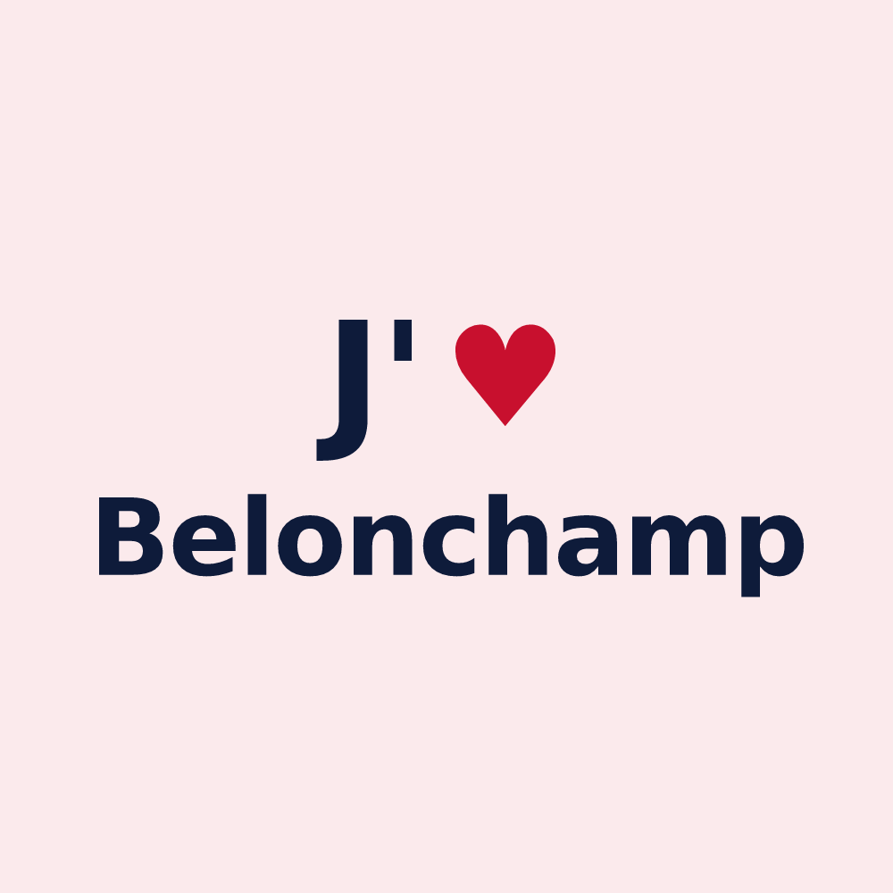 Magnet personnalisé Belonchamp — design « J'aime Belonchamp » imprimé sur le magnet