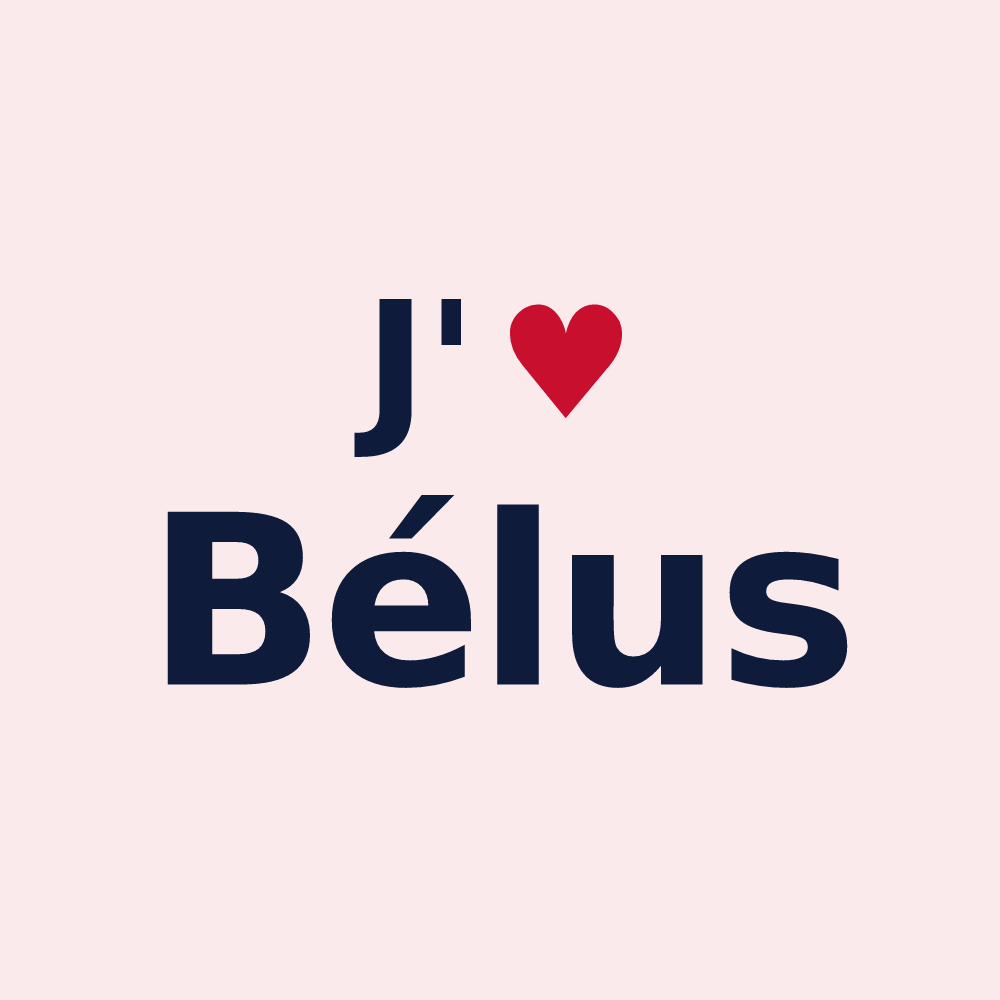 Magnet personnalisé Bélus — design J'aime Bélus