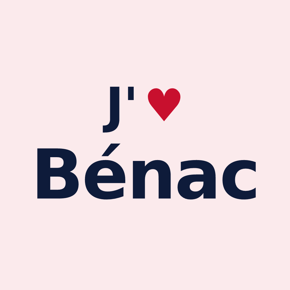 Magnet personnalisé Bénac — design « J'aime Bénac » imprimé sur le magnet