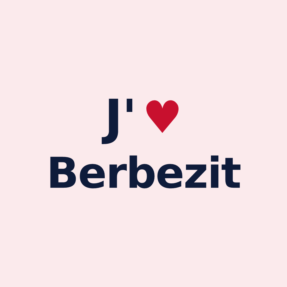 Magnet personnalisé Berbezit — design « J'aime Berbezit » imprimé sur le magnet