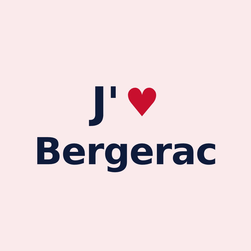 Magnet personnalisé Bergerac — design « J'aime Bergerac » imprimé sur le magnet