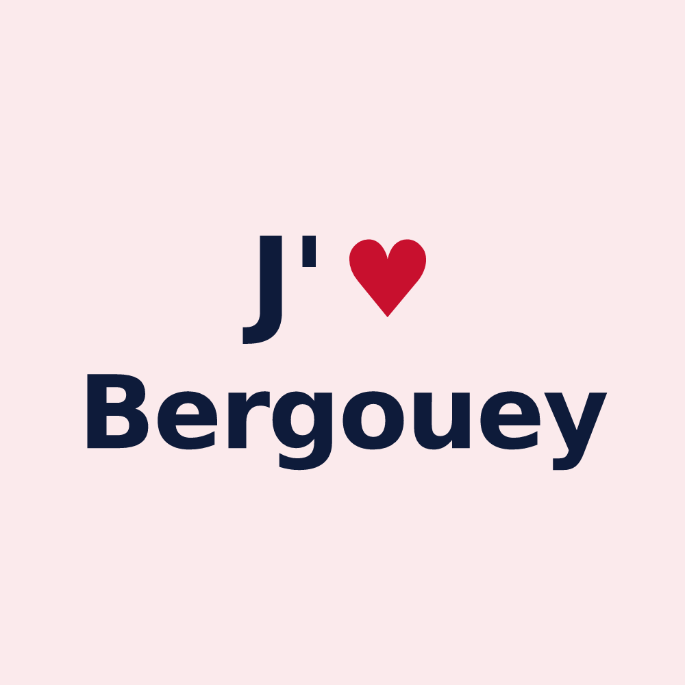 Magnet personnalisé Bergouey — design J'aime Bergouey