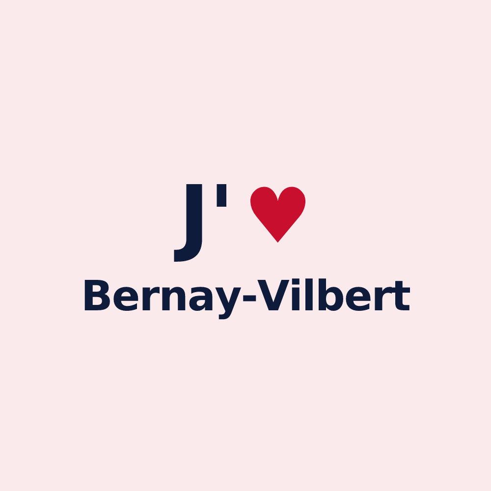 Magnet personnalisé Bernay-Vilbert — design « J'aime Bernay-Vilbert » imprimé sur le magnet