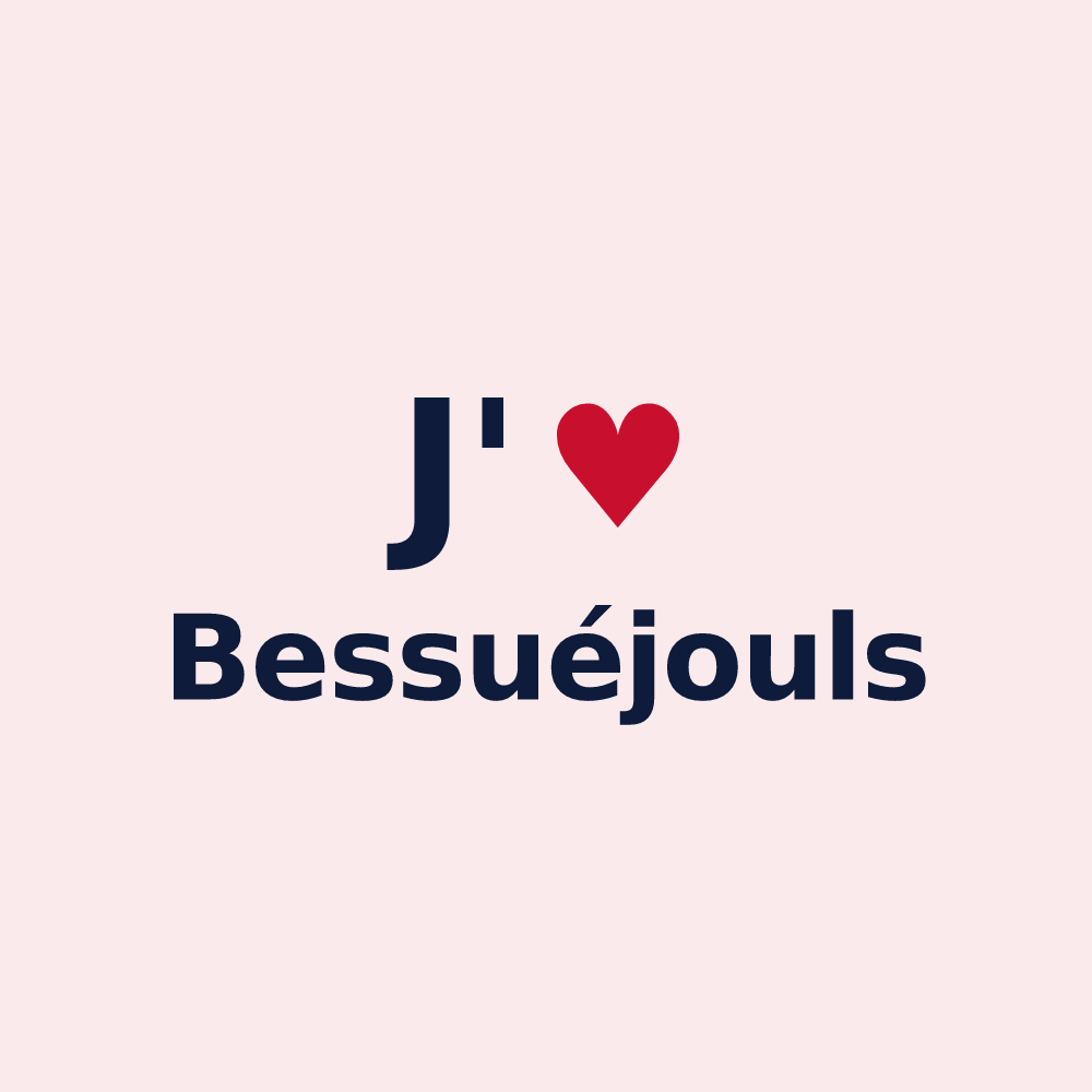 Magnet personnalisé Bessuéjouls — design J'aime Bessuéjouls