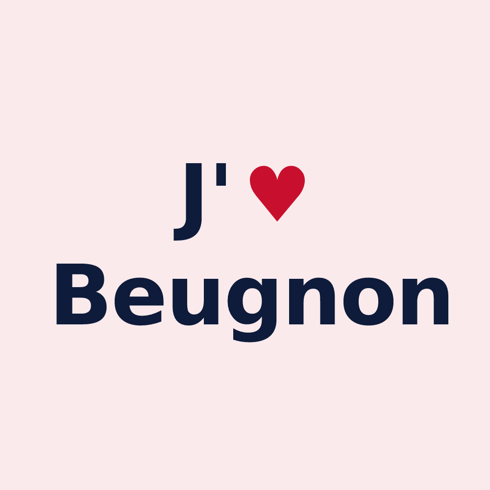Magnet personnalisé Beugnon — design « J'aime Beugnon » imprimé sur le magnet