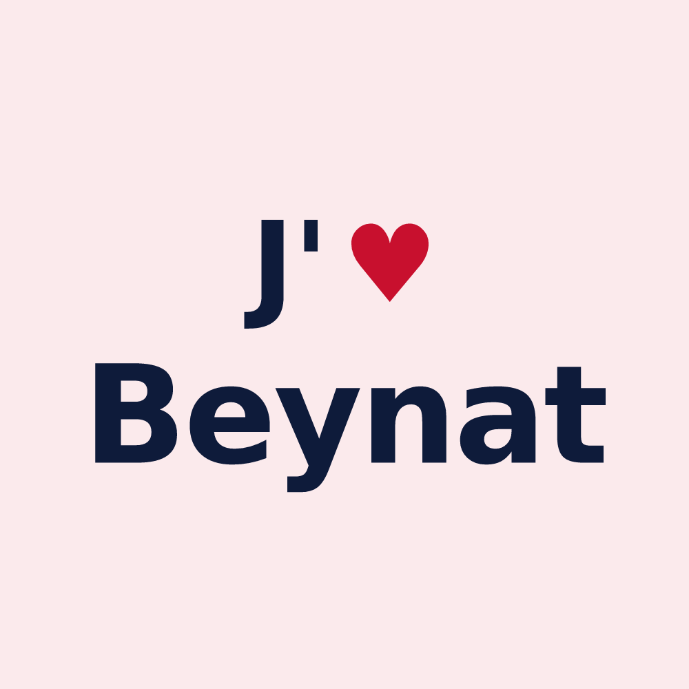 Magnet personnalisé Beynat — design « J'aime Beynat » imprimé sur le magnet