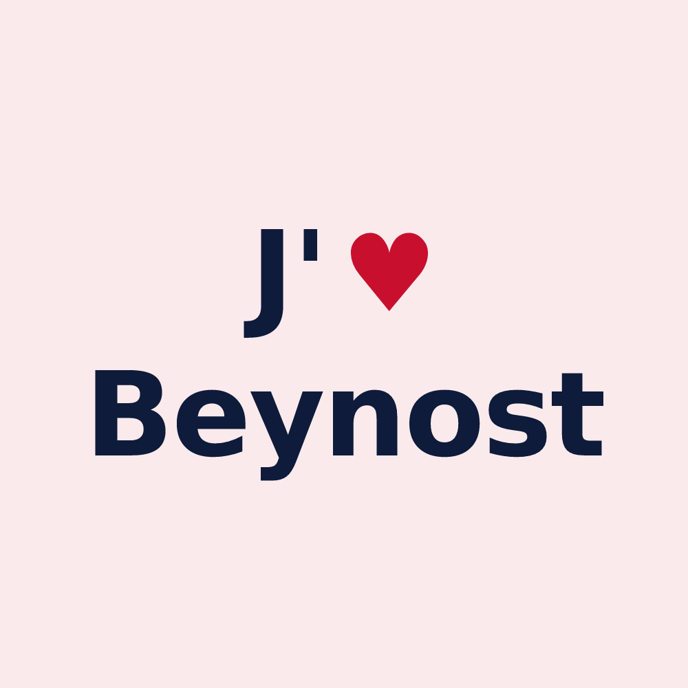Magnet personnalisé Beynost — design « J'aime Beynost » imprimé sur le magnet