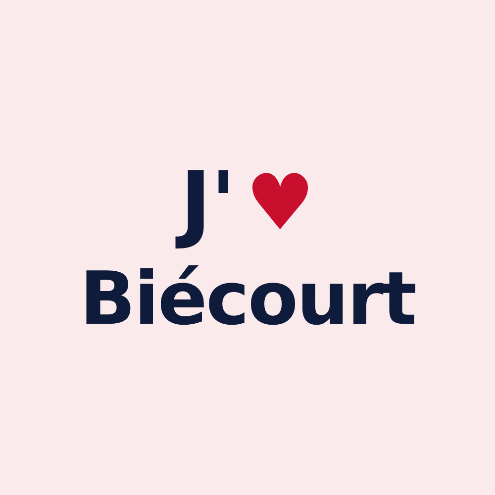 Magnet personnalisé Biécourt — design « J'aime Biécourt » imprimé sur le magnet