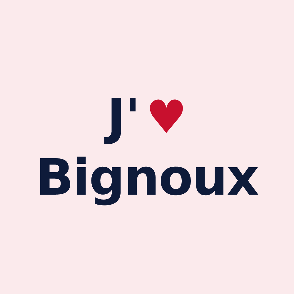 Magnet personnalisé Bignoux — design « J'aime Bignoux » imprimé sur le magnet