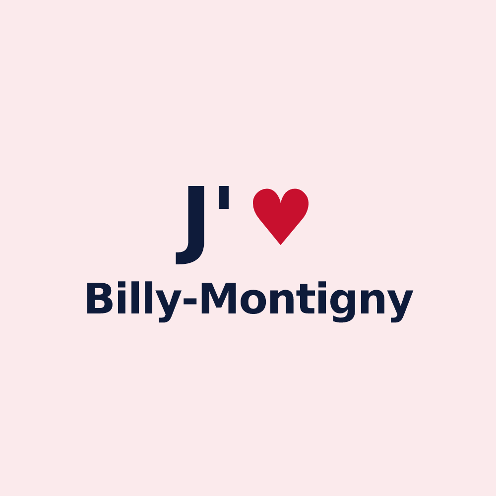 Magnet personnalisé Billy-Montigny — design « J'aime Billy-Montigny » imprimé sur le magnet