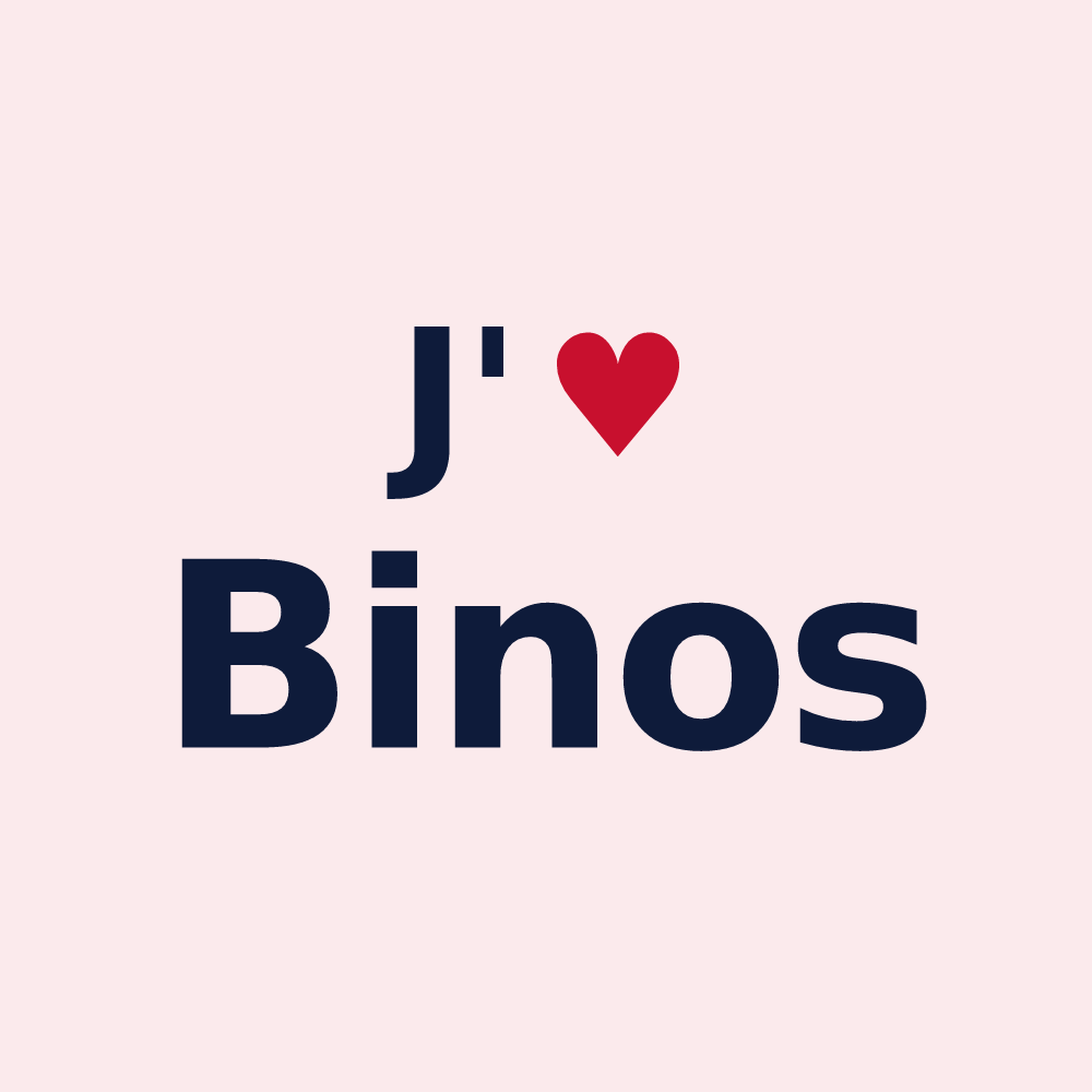 Magnet personnalisé Binos — design « J'aime Binos » imprimé sur le magnet