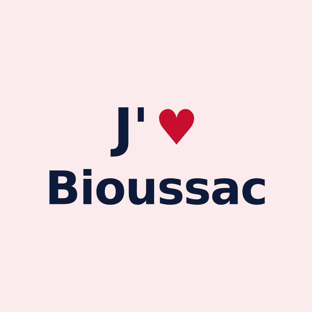 Magnet personnalisé Bioussac — design J'aime Bioussac