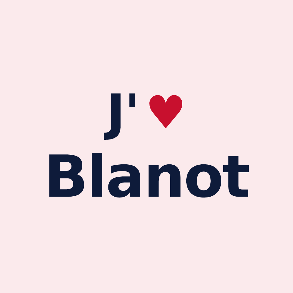 Magnet personnalisé Blanot — design « J'aime Blanot » imprimé sur le magnet