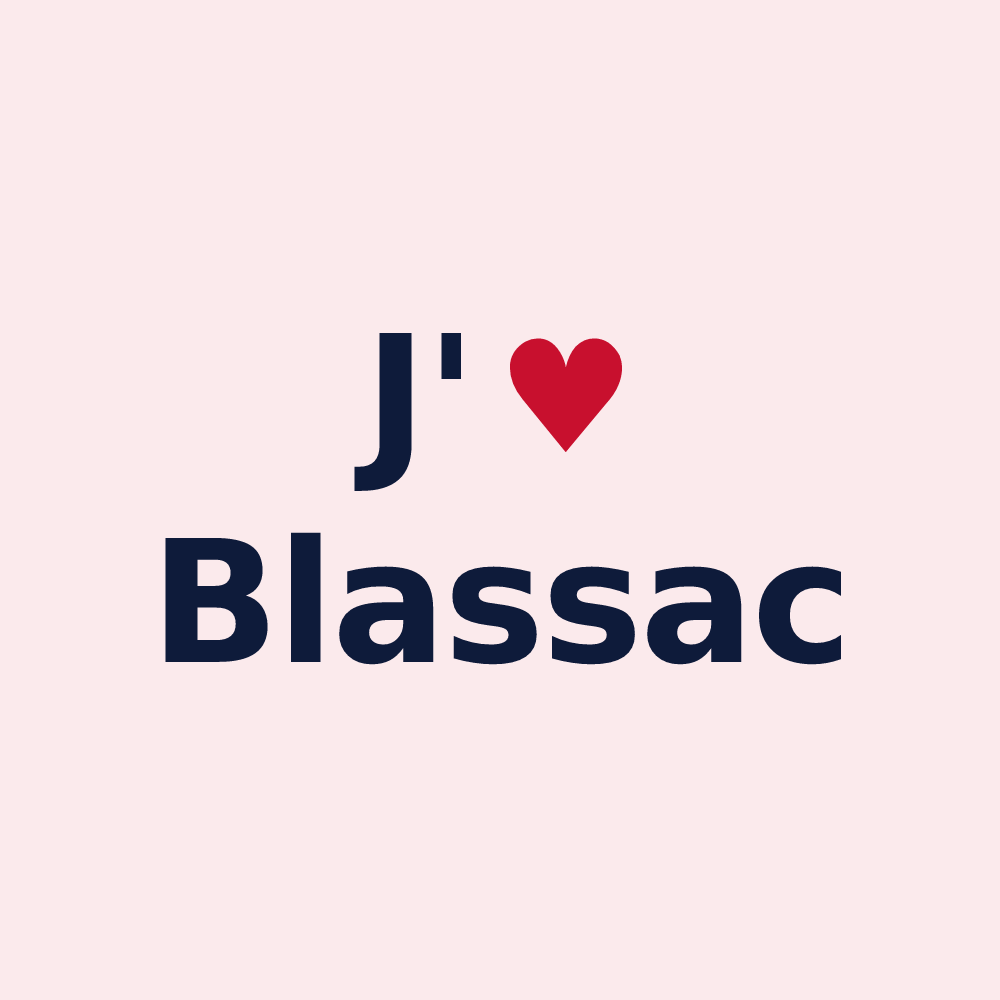 Magnet personnalisé Blassac — design J'aime Blassac