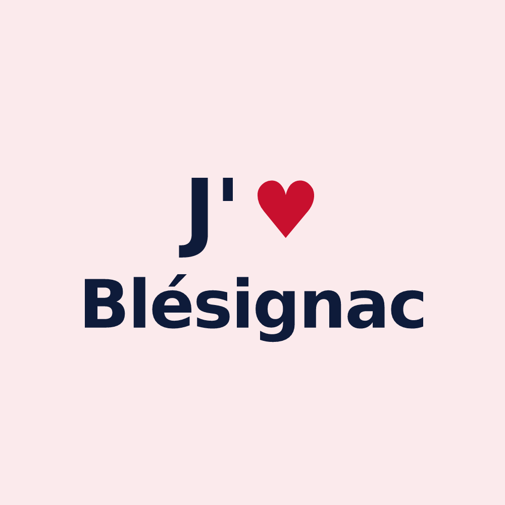 Magnet personnalisé Blésignac — design « J'aime Blésignac » imprimé sur le magnet