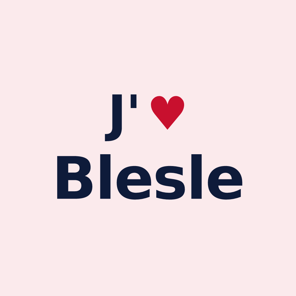 Magnet personnalisé Blesle — design « J'aime Blesle » imprimé sur le magnet