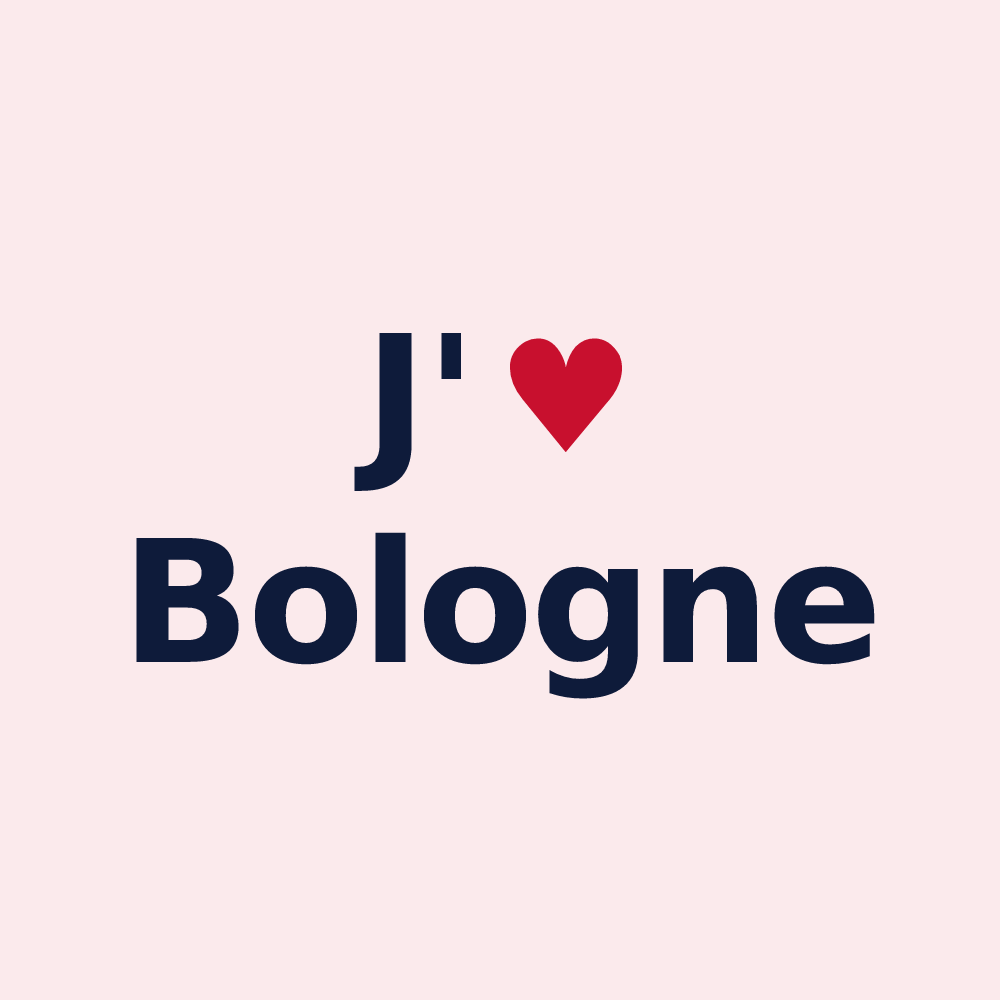 Magnet personnalisé Bologne — design « J'aime Bologne » imprimé sur le magnet