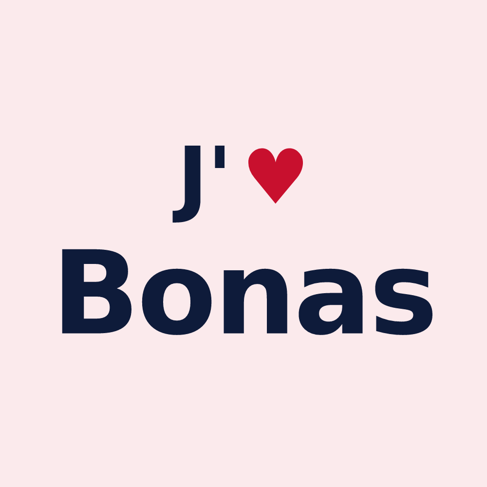 Magnet personnalisé Bonas — design « J'aime Bonas » imprimé sur le magnet