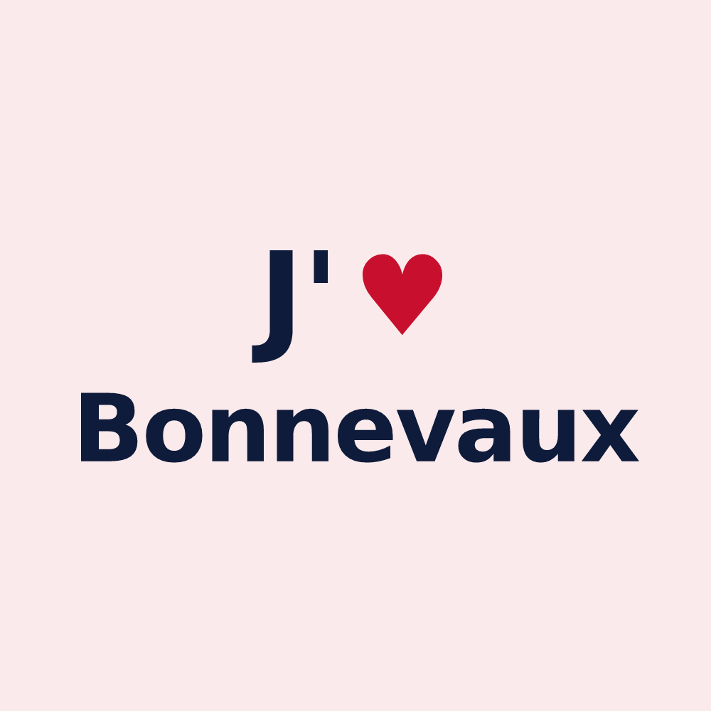 Magnet personnalisé Bonnevaux — design « J'aime Bonnevaux » imprimé sur le magnet