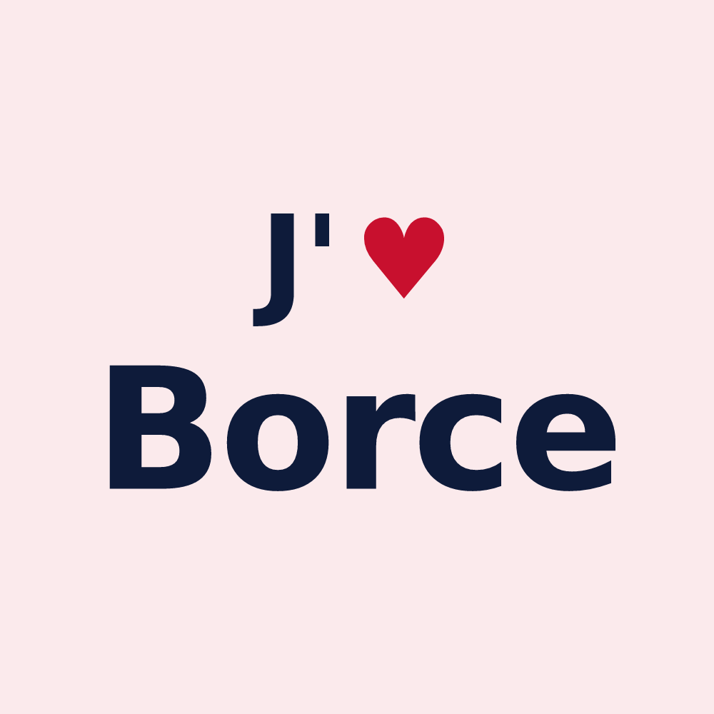 Magnet personnalisé Borce — design « J'aime Borce » imprimé sur le magnet
