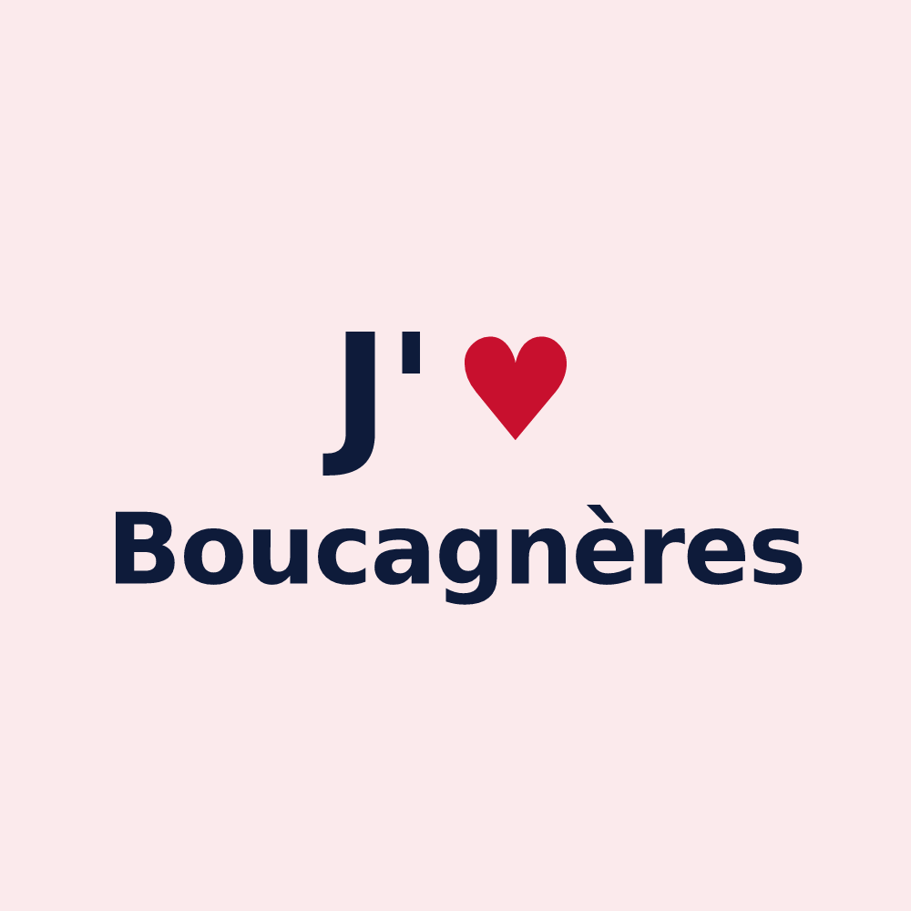 Magnet personnalisé Boucagnères — design « J'aime Boucagnères » imprimé sur le magnet