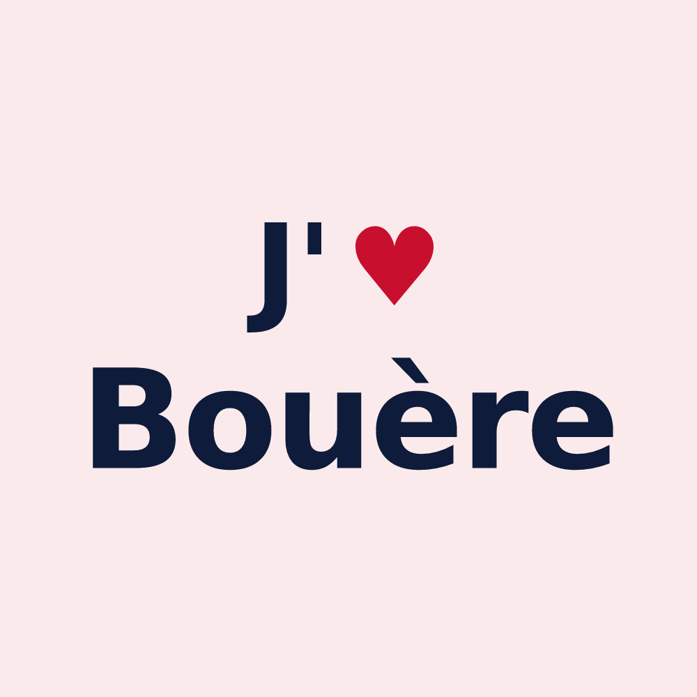 Magnet personnalisé Bouère — design « J'aime Bouère » imprimé sur le magnet