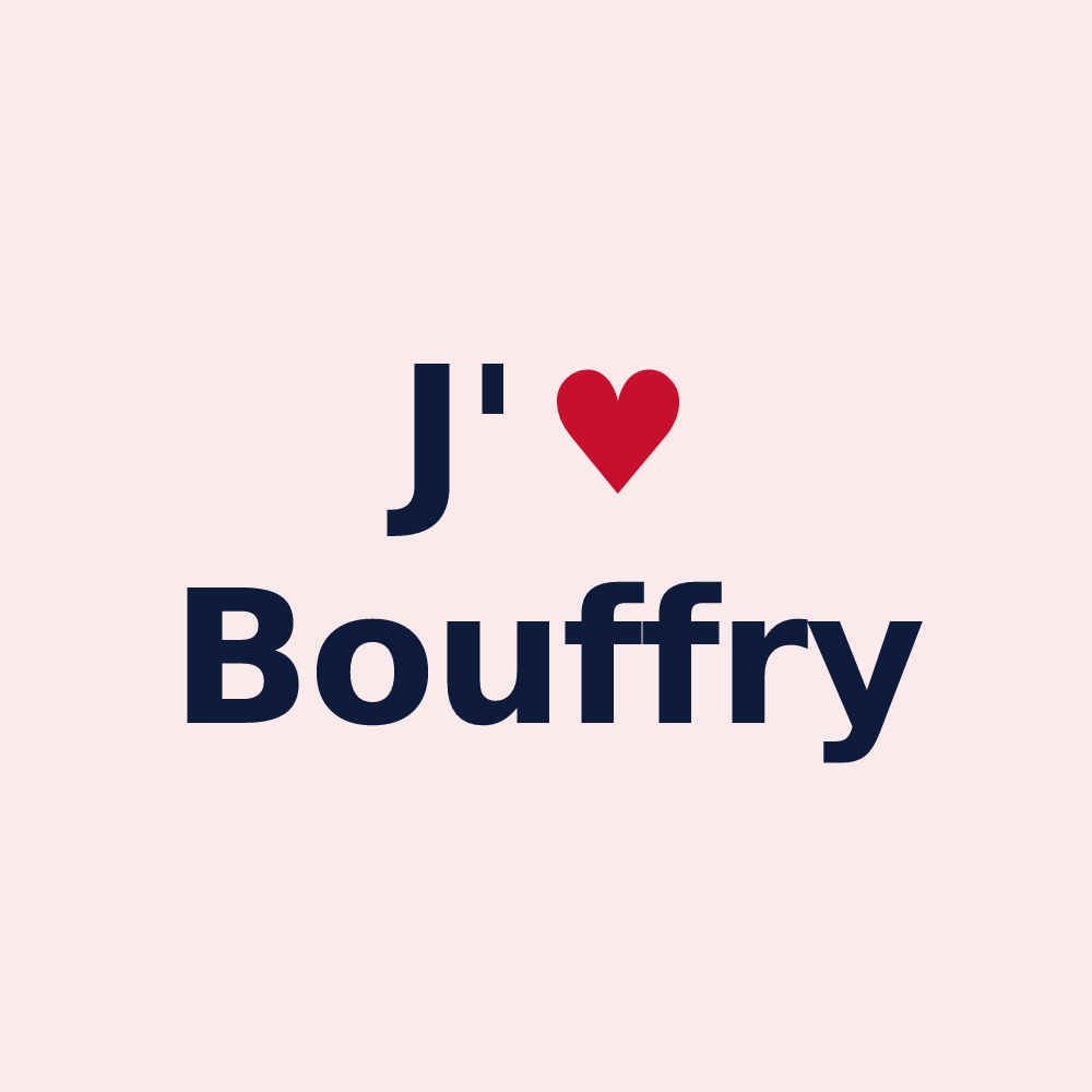 Magnet personnalisé Bouffry — design « J'aime Bouffry » imprimé sur le magnet