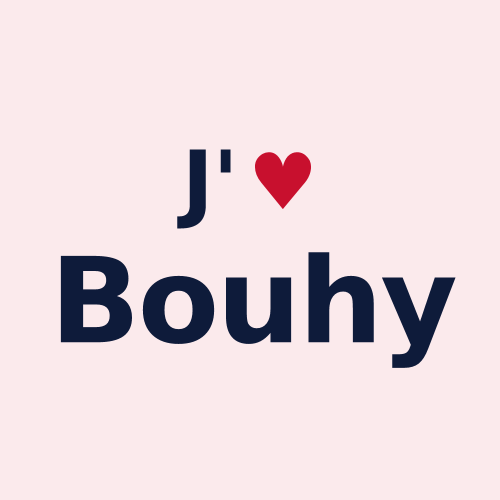 Magnet personnalisé Bouhy — design J'aime Bouhy