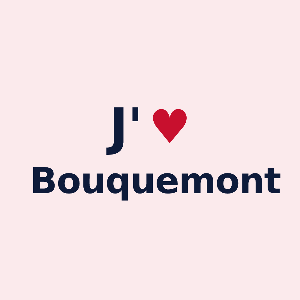 Magnet personnalisé Bouquemont — design « J'aime Bouquemont » imprimé sur le magnet