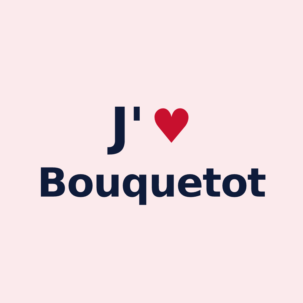 Magnet personnalisé Bouquetot — design J'aime Bouquetot