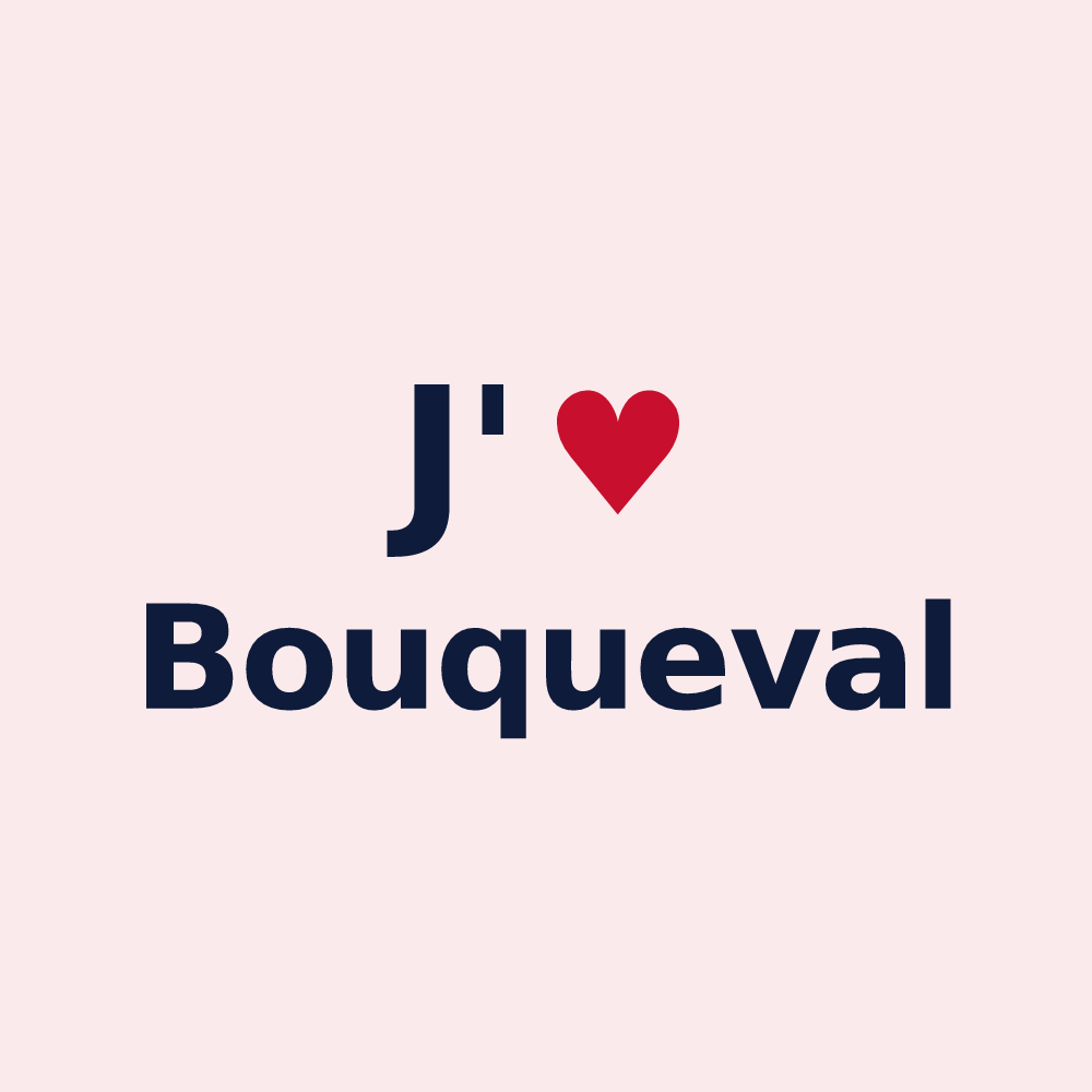 Magnet personnalisé Bouqueval — design « J'aime Bouqueval » imprimé sur le magnet