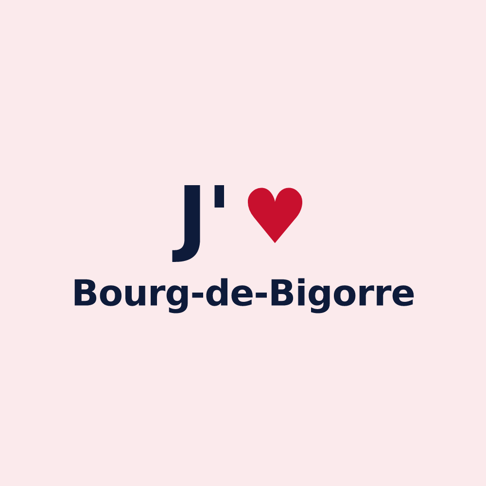 Magnet personnalisé Bourg-de-Bigorre — design J'aime Bourg-de-Bigorre