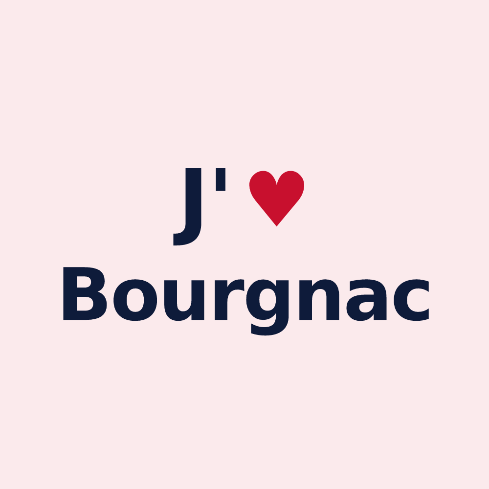 Magnet personnalisé Bourgnac — design J'aime Bourgnac