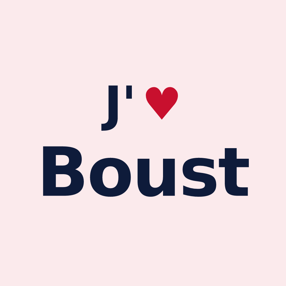 Magnet personnalisé Boust — design « J'aime Boust » imprimé sur le magnet