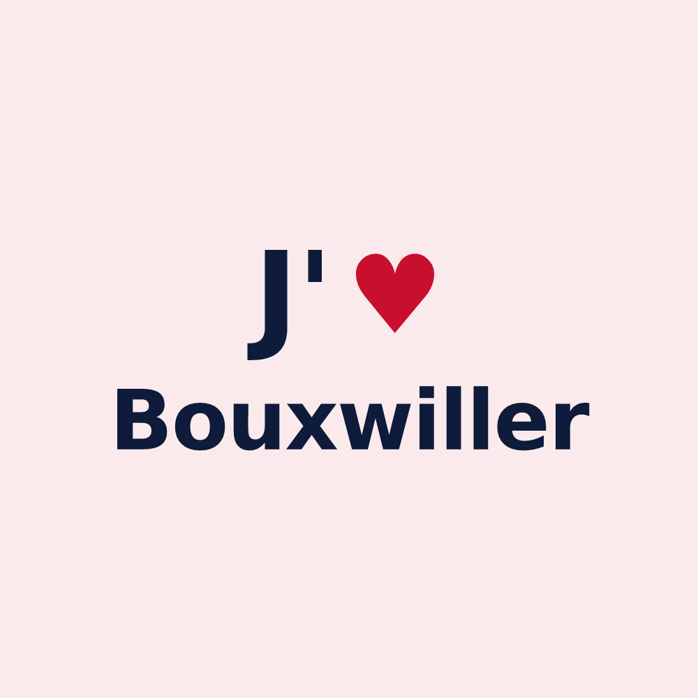 Magnet personnalisé Bouxwiller — design « J'aime Bouxwiller » imprimé sur le magnet