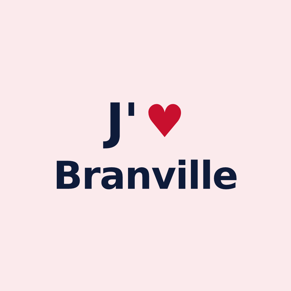 Magnet personnalisé Branville — design « J'aime Branville » imprimé sur le magnet