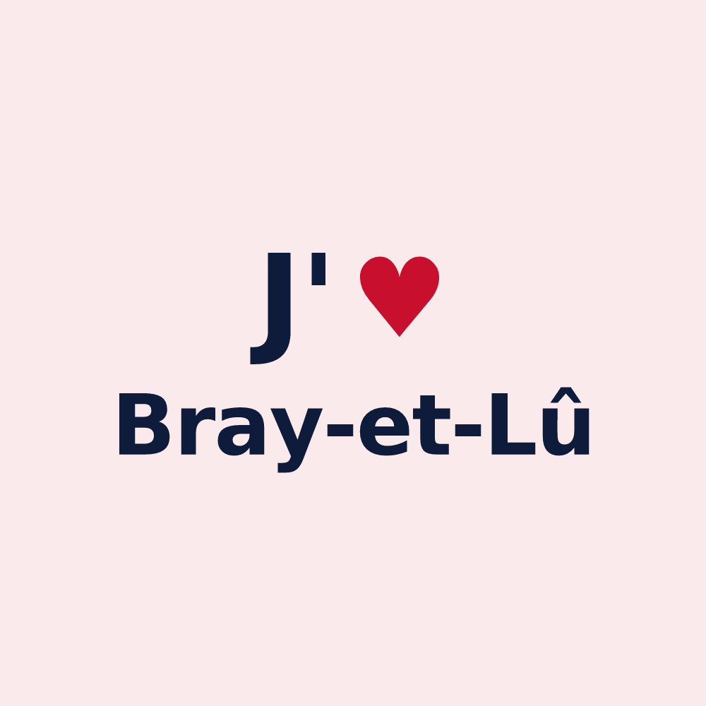 Magnet personnalisé Bray-et-Lû — design « J'aime Bray-et-Lû » imprimé sur le magnet