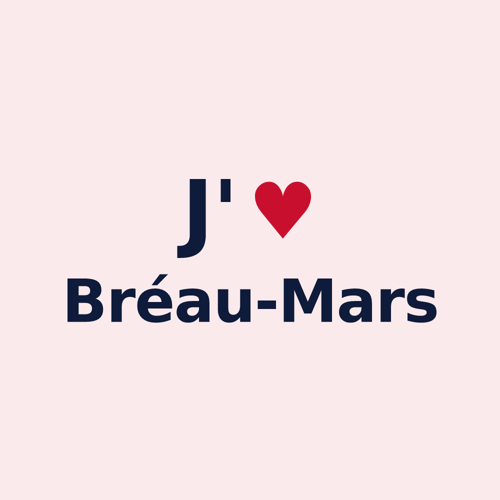 Magnet personnalisé Bréau-Mars — design J'aime Bréau-Mars