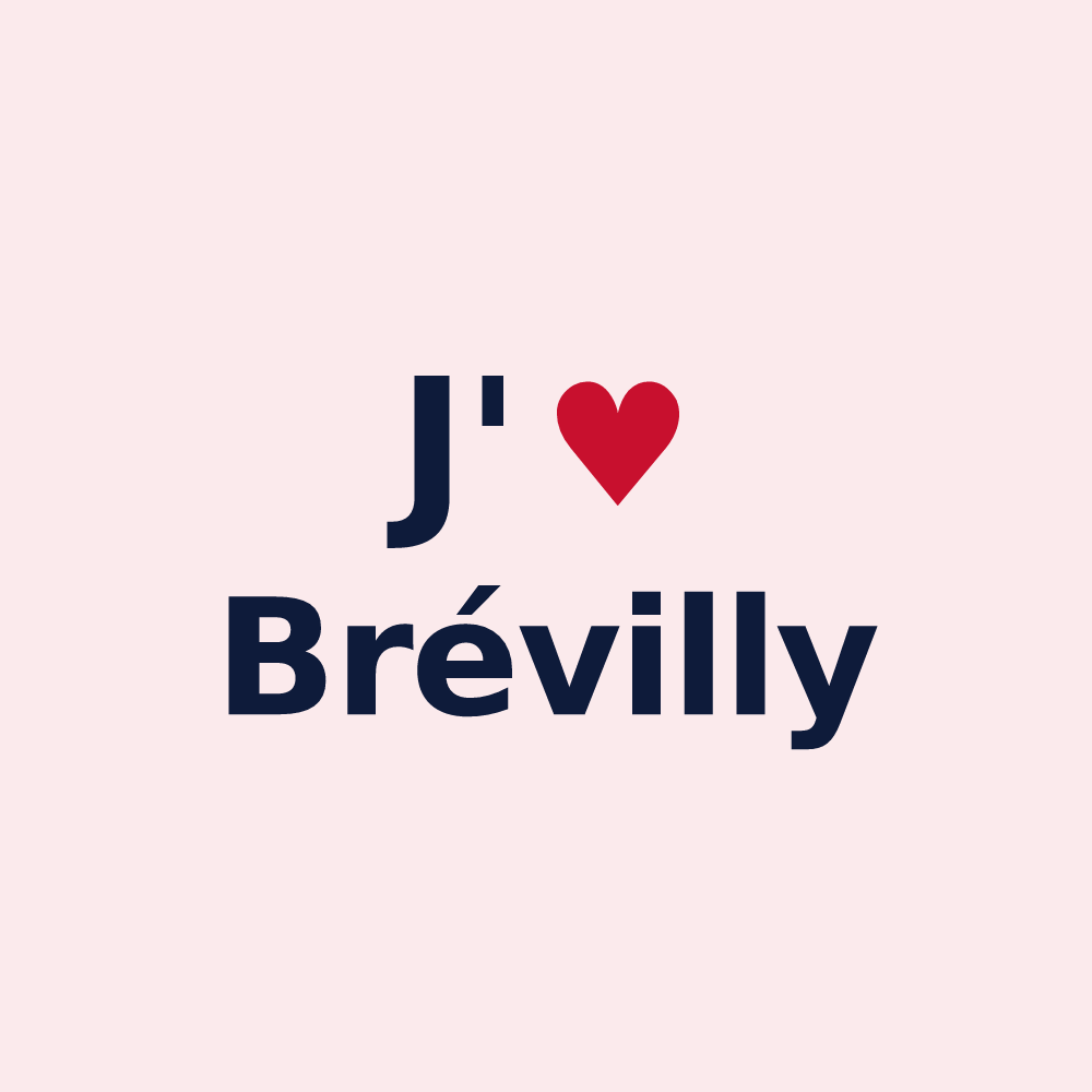 Magnet personnalisé Brévilly — design « J'aime Brévilly » imprimé sur le magnet
